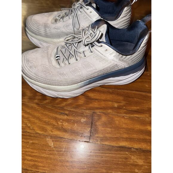 Hoka One One Bondi 6 Wide Running Shoes Womens Size 7 D Running Shoes Gray Navy - Picture 5 of 10
